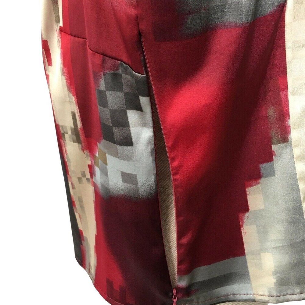 TRIBAL Sleeveless Top Size 14 Side Zipper Neck Pleats Geometric Womens Blouse - Picture 7 of 9